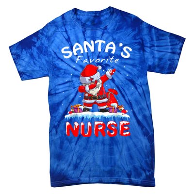 SantaS Favorite Nurse Christmas Funny Dabbing Santa Swea Tie-Dye T-Shirt