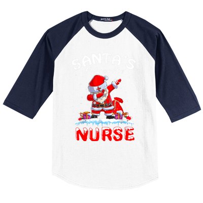 SantaS Favorite Nurse Christmas Funny Dabbing Santa Swea Baseball Sleeve Shirt