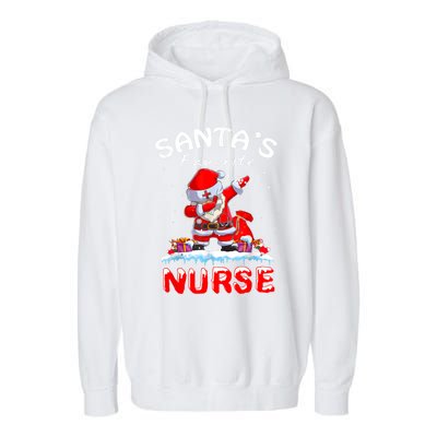 SantaS Favorite Nurse Christmas Funny Dabbing Santa Swea Garment-Dyed Fleece Hoodie