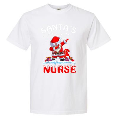 SantaS Favorite Nurse Christmas Funny Dabbing Santa Swea Garment-Dyed Heavyweight T-Shirt