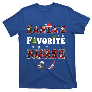 SantaS Favorite Nurse Funny Xmas Red Plaid Ugly Christmas Swea T-Shirt