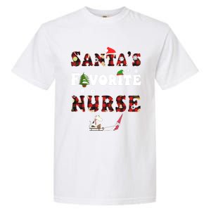 SantaS Favorite Nurse Funny Xmas Red Plaid Ugly Christmas Swea Garment-Dyed Heavyweight T-Shirt