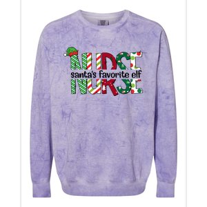 Santas Favorite Nurse Elf Christmas Nursing Funny Gift Holiday Gift Colorblast Crewneck Sweatshirt