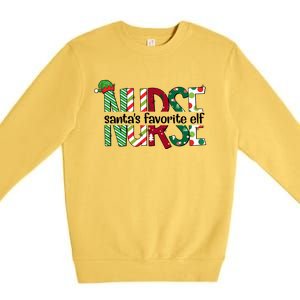 Santas Favorite Nurse Elf Christmas Nursing Funny Gift Holiday Gift Premium Crewneck Sweatshirt