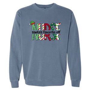 Santas Favorite Nurse Elf Christmas Nursing Funny Gift Holiday Gift Garment-Dyed Sweatshirt