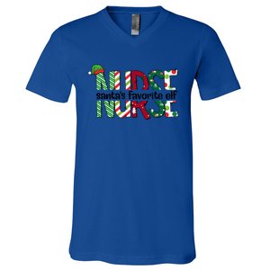 Santas Favorite Nurse Elf Christmas Nursing Funny Gift Holiday Gift V-Neck T-Shirt