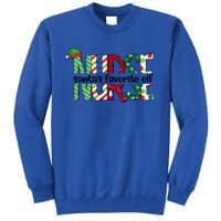 Santas Favorite Nurse Elf Christmas Nursing Funny Gift Holiday Gift Tall Sweatshirt