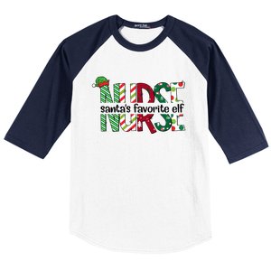 Santas Favorite Nurse Elf Christmas Nursing Funny Gift Holiday Gift Baseball Sleeve Shirt