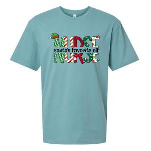 Santas Favorite Nurse Elf Christmas Nursing Funny Gift Holiday Gift Sueded Cloud Jersey T-Shirt