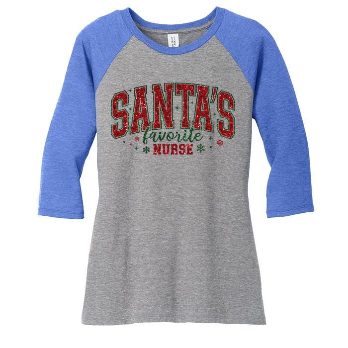 Santa’S Favorite Nurse Christmas Nurse Crew Nursing Costume Gift Women's Tri-Blend 3/4-Sleeve Raglan Shirt