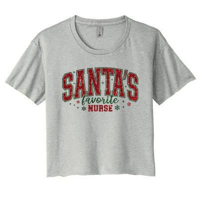 Santa’S Favorite Nurse Christmas Nurse Crew Nursing Costume Gift Women's Crop Top Tee