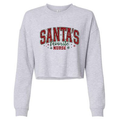 Santa’S Favorite Nurse Christmas Nurse Crew Nursing Costume Gift Cropped Pullover Crew