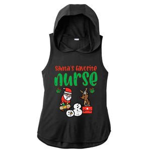 Santas Favorite Nurse Christmas Xmas Nursing Ladies PosiCharge Tri-Blend Wicking Draft Hoodie Tank