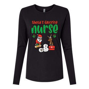 Santas Favorite Nurse Christmas Xmas Nursing Womens Cotton Relaxed Long Sleeve T-Shirt