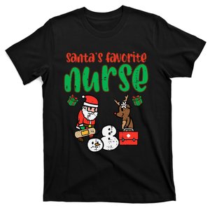 Santas Favorite Nurse Christmas Xmas Nursing T-Shirt