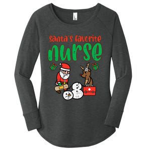 Santas Favorite Nurse Christmas Xmas Nursing Women's Perfect Tri Tunic Long Sleeve Shirt