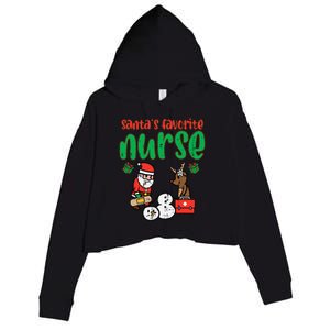 Santas Favorite Nurse Christmas Xmas Nursing Crop Fleece Hoodie