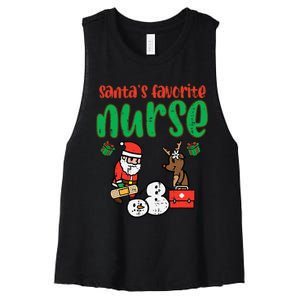 Santas Favorite Nurse Christmas Xmas Nursing Women's Racerback Cropped Tank