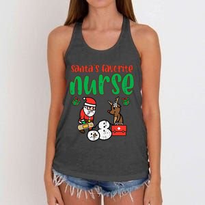 Santas Favorite Nurse Christmas Xmas Nursing Women's Knotted Racerback Tank