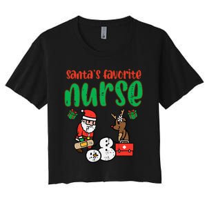 Santas Favorite Nurse Christmas Xmas Nursing Women's Crop Top Tee