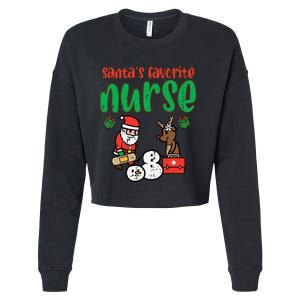 Santas Favorite Nurse Christmas Xmas Nursing Cropped Pullover Crew