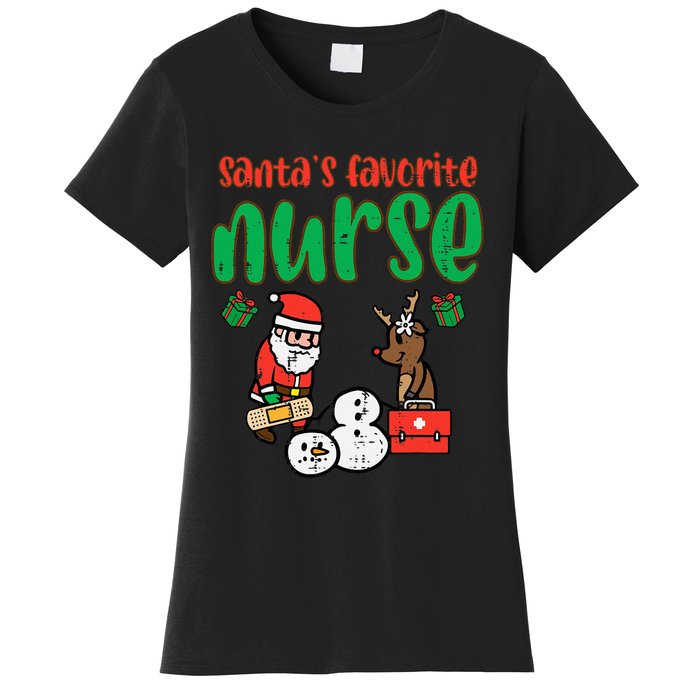 Santas Favorite Nurse Christmas Xmas Nursing Women's T-Shirt