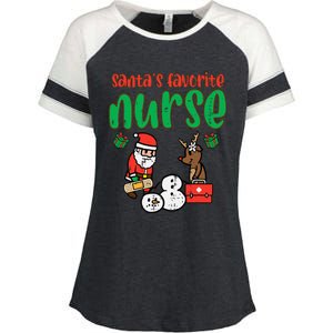 Santas Favorite Nurse Christmas Xmas Nursing Enza Ladies Jersey Colorblock Tee