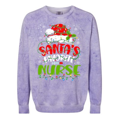 Santa Favorite Nurse Christmas Rn Er Or Nurse Gift Colorblast Crewneck Sweatshirt