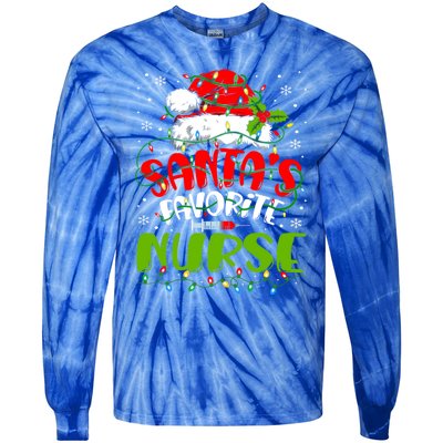 Santa Favorite Nurse Christmas Rn Er Or Nurse Gift Tie-Dye Long Sleeve Shirt