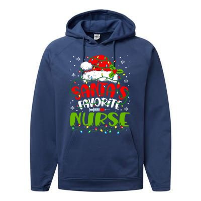 Santa Favorite Nurse Christmas Rn Er Or Nurse Gift Performance Fleece Hoodie