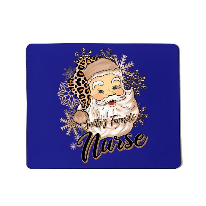 Santas Favorite Nurse Leopard Hat Funny Santa Christmas Gift Mousepad