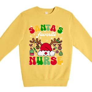 Santa Favorite Nurse Christmas Xmas Reindeer Rn Cna Icu Great Gift Premium Crewneck Sweatshirt