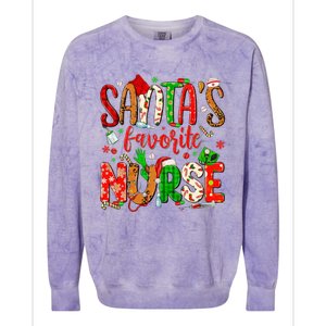 SantaS Favorite Nurse Funny Gift Cute Merry Xmas Party Funny Gift Colorblast Crewneck Sweatshirt