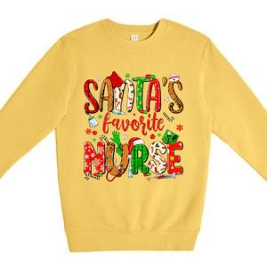 SantaS Favorite Nurse Funny Gift Cute Merry Xmas Party Funny Gift Premium Crewneck Sweatshirt