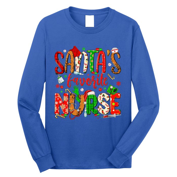 SantaS Favorite Nurse Funny Gift Cute Merry Xmas Party Funny Gift Long Sleeve Shirt