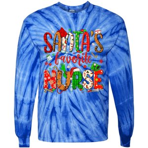 SantaS Favorite Nurse Funny Gift Cute Merry Xmas Party Funny Gift Tie-Dye Long Sleeve Shirt