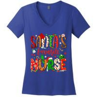 SantaS Favorite Nurse Funny Gift Cute Merry Xmas Party Funny Gift Women's V-Neck T-Shirt