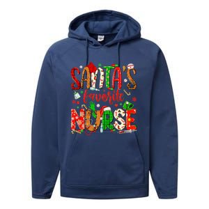 SantaS Favorite Nurse Funny Gift Cute Merry Xmas Party Funny Gift Performance Fleece Hoodie