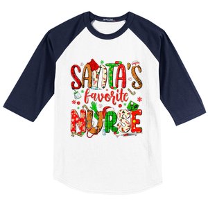 SantaS Favorite Nurse Funny Gift Cute Merry Xmas Party Funny Gift Baseball Sleeve Shirt