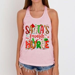 SantaS Favorite Nurse Funny Gift Cute Merry Xmas Party Funny Gift Women's Knotted Racerback Tank