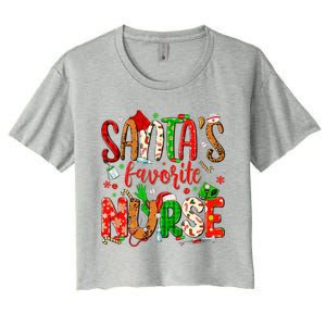 SantaS Favorite Nurse Funny Gift Cute Merry Xmas Party Funny Gift Women's Crop Top Tee