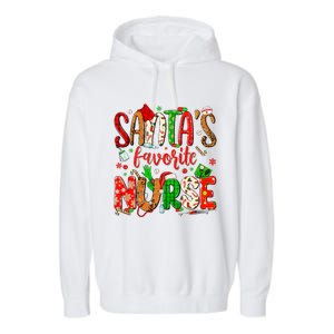 SantaS Favorite Nurse Funny Gift Cute Merry Xmas Party Funny Gift Garment-Dyed Fleece Hoodie