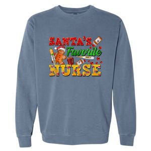 SantaS Favorite Nurse With Gingerbread Christmas Cool Gift Garment-Dyed Sweatshirt