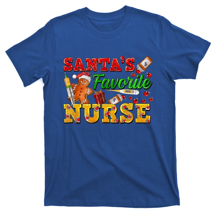 SantaS Favorite Nurse With Gingerbread Christmas Cool Gift T-Shirt