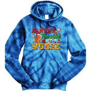 SantaS Favorite Nurse With Gingerbread Christmas Cool Gift Tie Dye Hoodie