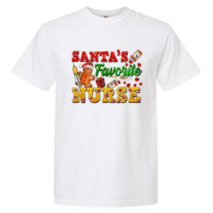 SantaS Favorite Nurse With Gingerbread Christmas Cool Gift Garment-Dyed Heavyweight T-Shirt