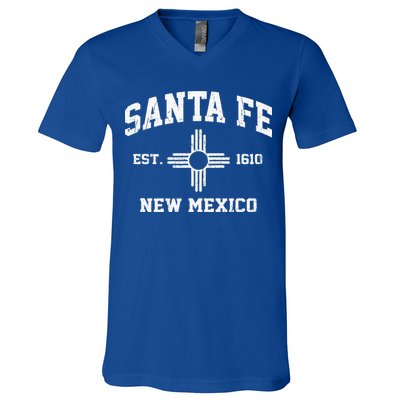 Santa Fe New Mexico NM Vintage State Athletic Style V-Neck T-Shirt