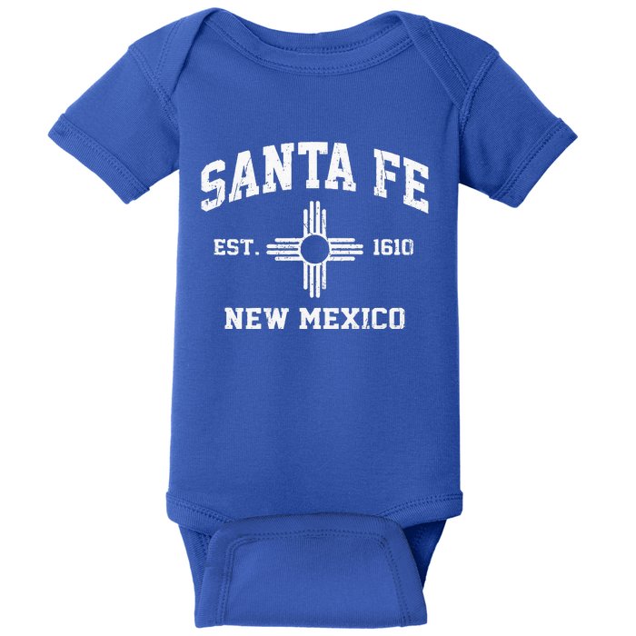 Santa Fe New Mexico NM Vintage State Athletic Style Baby Bodysuit