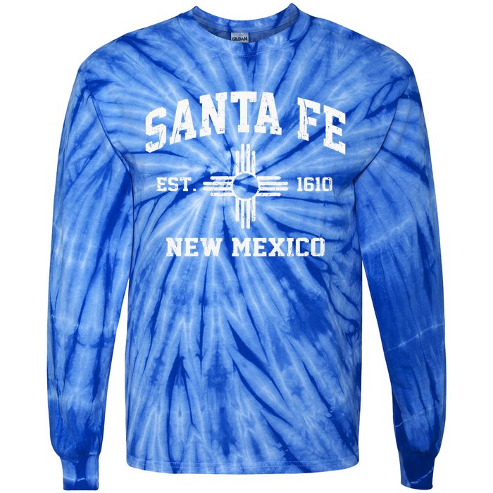 Santa Fe New Mexico NM Vintage State Athletic Style Tie-Dye Long Sleeve Shirt