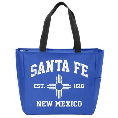 Santa Fe New Mexico NM Vintage State Athletic Style Zip Tote Bag